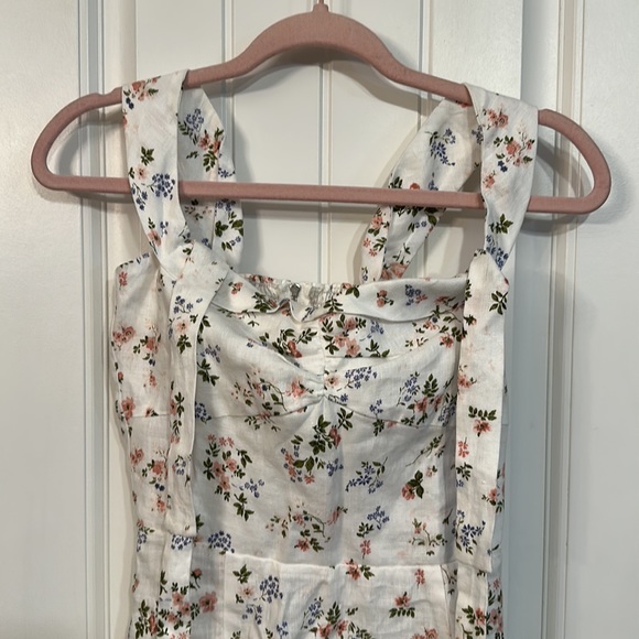 Reformation Sanford Linen Dress Size 4 White Floral - Picture 3 of 10